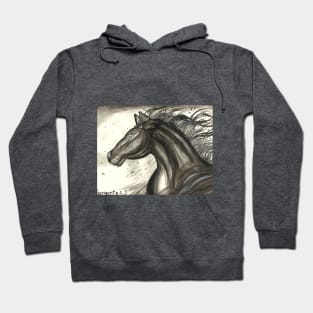 horse ink scribbles monochrome ink painting Hoodie